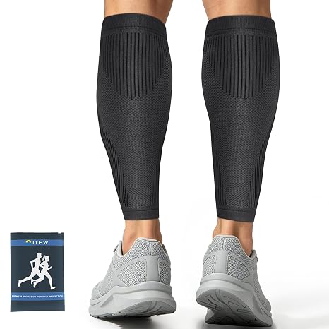 Flat Knit Calf Compression Sleeves for Men & Women, Shin Splint Relief