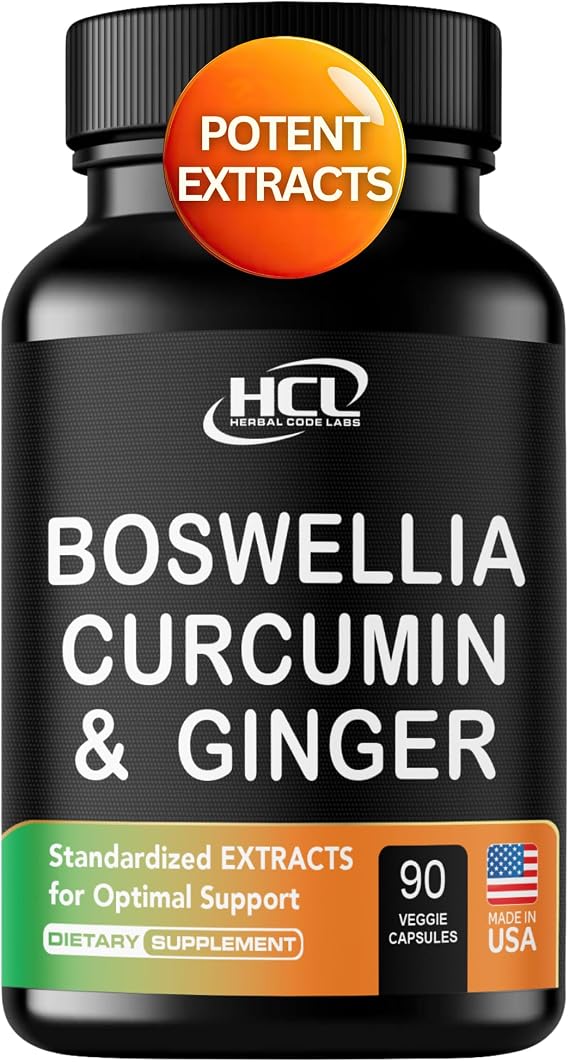 Boswellia Curcumin Ginger Extracts Supplement Strong 95% Curcuminoids Natural Support Pills for Mobility & Flexibility Extra Strength Boswelia with Turmeric Curcumin Organic Ginger Supplement