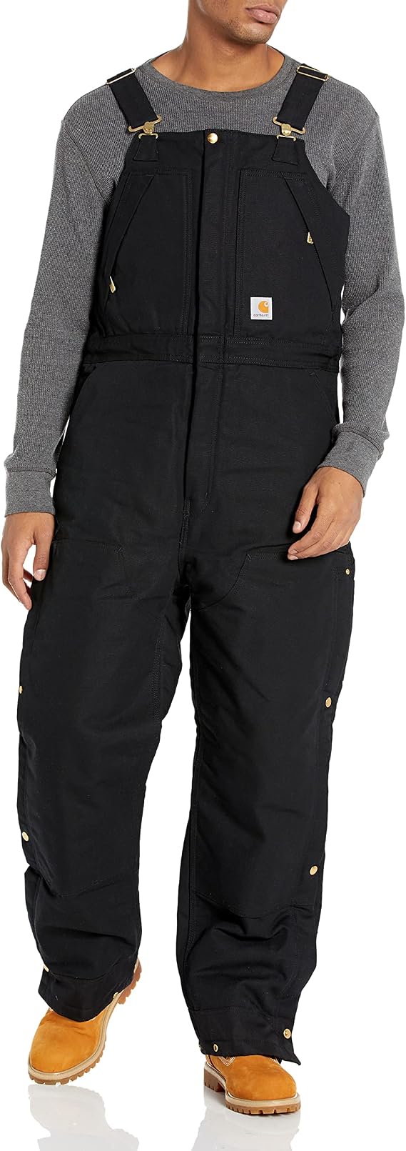Carhartt Mens Loose Fit Firm Duck Insulated Biberall Bibs Overalls, Black, 4X-Large Big US