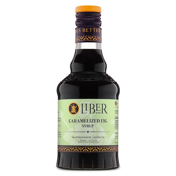 Liber & Co. Caramelized Fig Syrup - Made with California Mission & Calimyrna Figs - Perfect for Old Fashioneds, Manhattans & Aged Spirit Cocktails - Makes 25 Drinks - Craft Cocktail Mixer (12.7 oz)