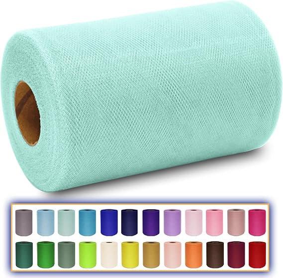 Aqua Blue Tulle Fabric Roll 6 Inch x 100 Yards