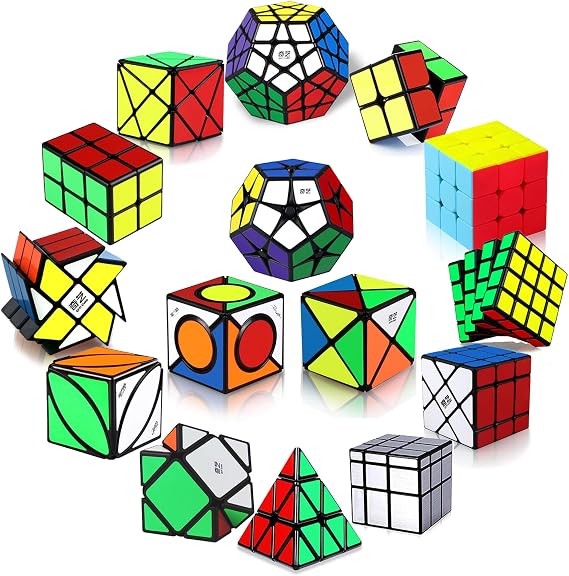 Roxenda [15 Pack] Speed Cube Set - Mixing Cube Collection (2x2x2, 3x3x3, 4x4x4, Skew, ...)