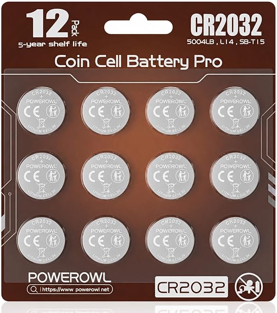 POWEROWL 12 Pcs 2032 3V for your AirTag watches, calculators, Car Remote key fobs, AirTag, small electronics