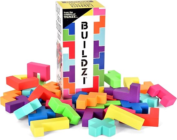 BUILDZI by TENZI - The Fast Stacking Building Block Game for the Whole Family - 2 to 4 Players Ages 6 to 96 - Plus Fun Party Games for up to 8 Players
