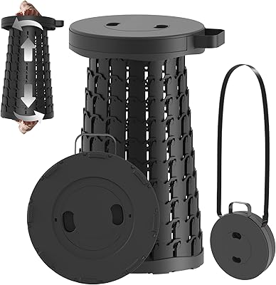 2026 Upgraded 18.1 Portable Folding Stool, Collapsible Stools, 600lbs Max Weight, Lightweight But Sturdy, Telescoping Foldable Camping Stool for Outdoor Fishing Hiking Travel BBQ