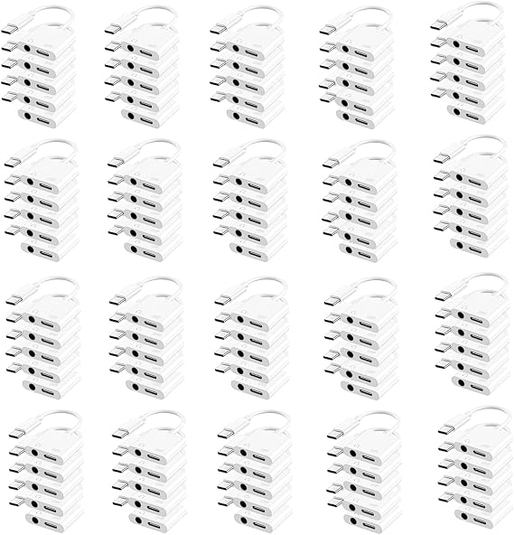 Criello USB C to 3.5mm Headphone and Charger Adapter | Type C to Aux Jack Dongle Cable Cord with PD Fast Charging for iPhone 15/16/17 Pro/Max/Plus, iPad, Samsung (100-Pack)