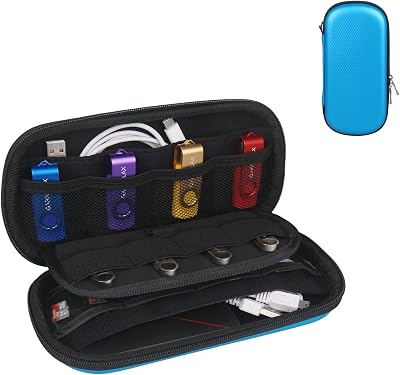 GARRULAX Digital Gadget Case Waterproof Memory Card Case Double Layers All-in-One Designed for External Hard Drive,USB Flash Drives,SD Card Blue