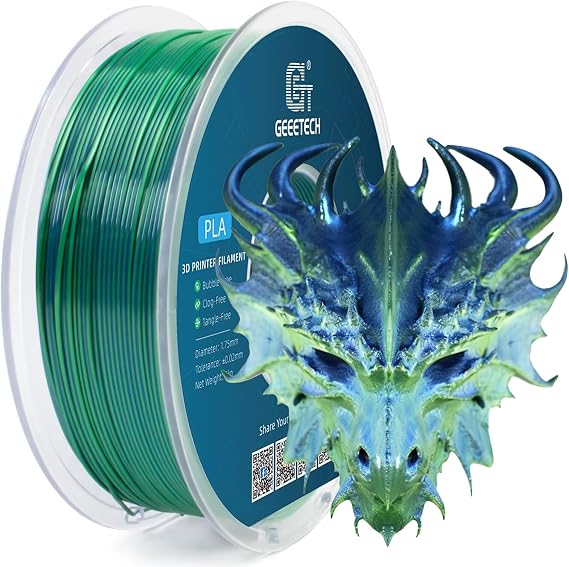 Geeetech Silk Dual-Color PLA Blue Green Filament 1.75mm for Bambu AMS