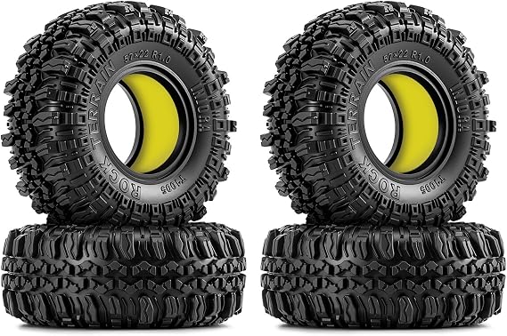 INJORA 1.0" 57 * 22mm Rock Terrain Tires & Silicone Rubber Inserts Combo