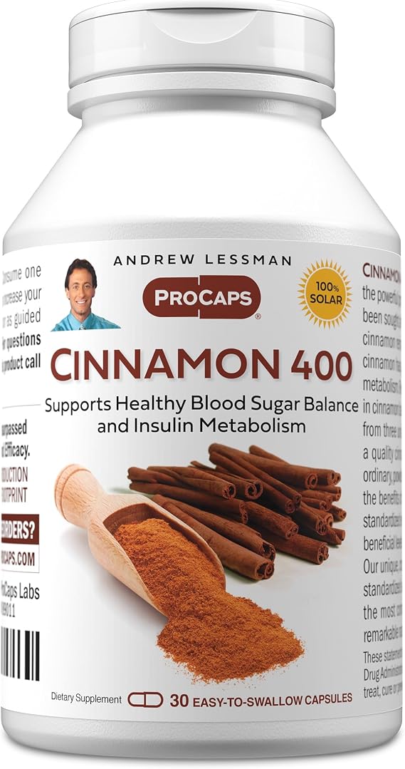 ANDREW LESSMAN Cinnamon 400mg - 30 Capsules - High Potency, Standardized Extract. No Additives. Small Easy to Swallow Capsules