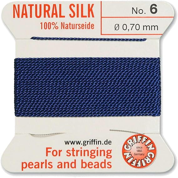Beading Thread, Silk Thread for Threading Beads, Flexible Thread End for Thread, 0.7mm Thick, 2 Metres, Blue