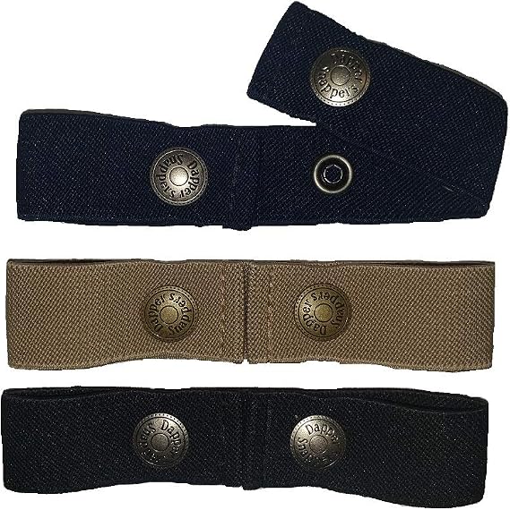 Dapper Snappers Baby & Toddler Adjustable Belt- Boy's 3Pack: Navy, Beige and Black