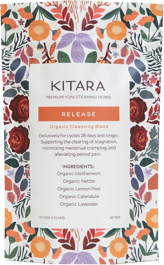 Organic Yoni Steam Herbs by Kitara | 12 Yoni Steams | Release for Painful Periods & Menstrual Cycle Needs
