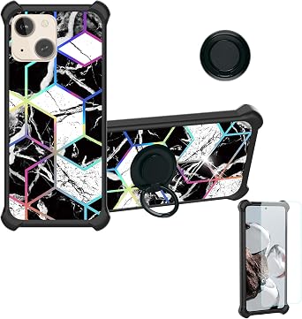 Aroepurt Case Compatible for HeyxFome X3 2025 Phone Case Cover [with 1* Tempered Glass Screen Protector][Hard PC + Soft Silicone][Ring Support] [Colorful Reflect Light] IMDH-HS