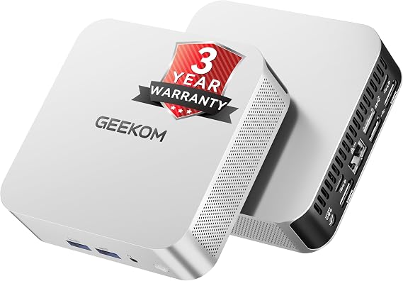 GEEKOM A6 Mini PC with AMD Ryzen 7 6800H, 16GB DDR5 RAM(Upgradable, Not LPDDR) 512GB NVMe SSD, Compact Aluminium Design Windows 11 Desktop Computer for Home/Business, USB4/8K/Wi-Fi 6E/BT 5.2/SD Slot | Up to 64GB RAM, Compact Aluminium Design Windows 11 Desktop Computer, USB4/8K/Wi-Fi 6E/BT 5.2/SD Slot