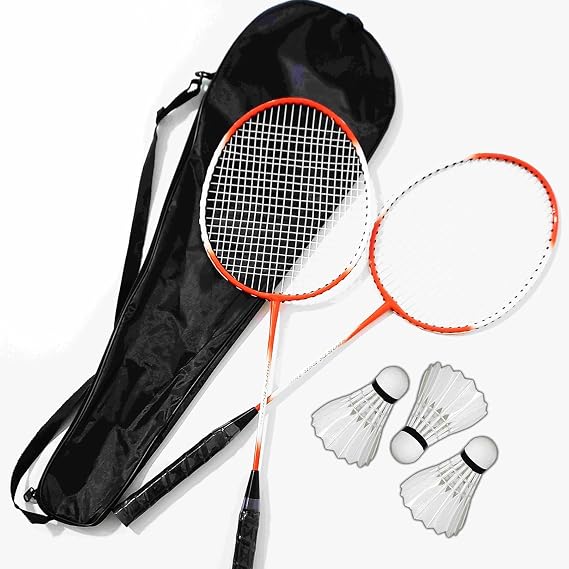 Slipt Çantalı PRO Badminton Seti 2 Adet Badminton Raketi 3 Adet Badminton Topu Pro Badminton Set Kırmızı-Beyaz
