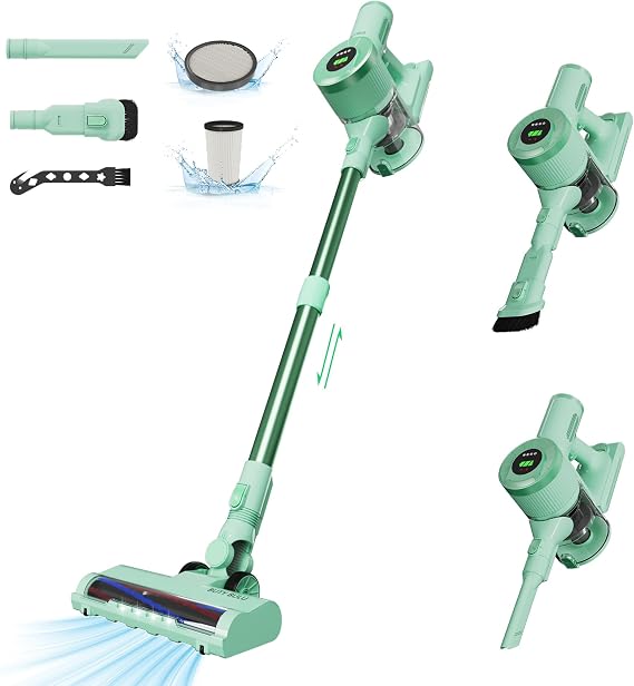 BUTY BULU Cordless Vacuum Cleaner, Stick Handheld 2200mAh Rechargeable Battery 30KPa Lightweight Small Vac Electirc Broom, 40Mins Runtime for Home Hard Floor Carpet Pet Hair Cleaning, LED Screen