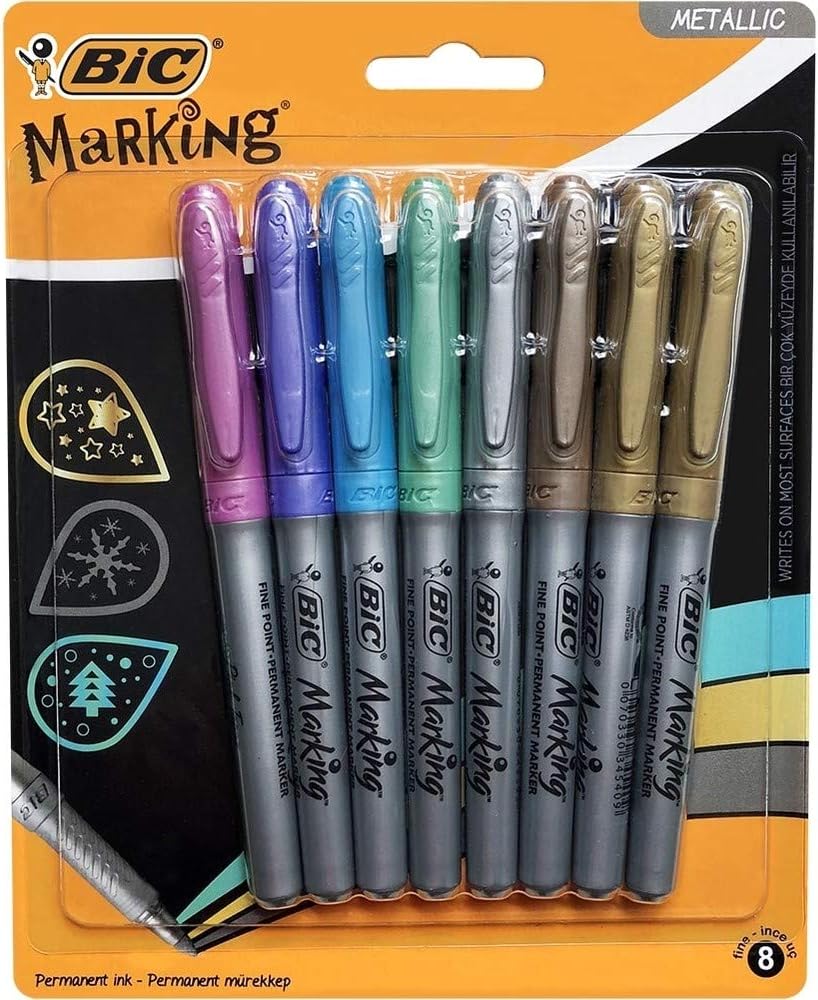 BIC 961441 Permanent Marker, Metallic, 8-Piece Blister