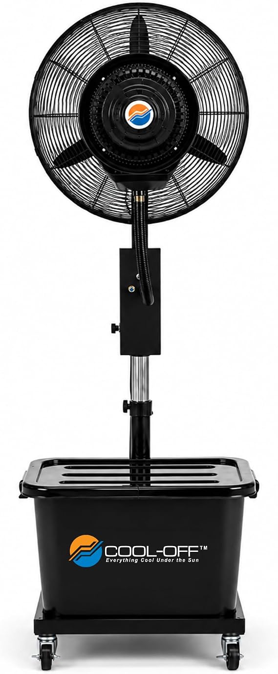 Cool-OffTM 10 Gallon water tank Tropic Breeze Portable Misting Fan with 90 Degree Oscillation (Midnight Black)