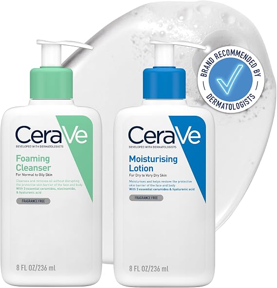 CeraVe Face & Body Routine for Oily Skin, Foaming Cleanser & Moisturising Lotion 236ml x2
