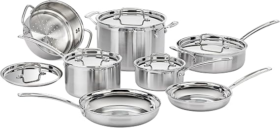 Cuisinart Stainless Steel Pots and Pans Set, Induction Compatible, 12 pc