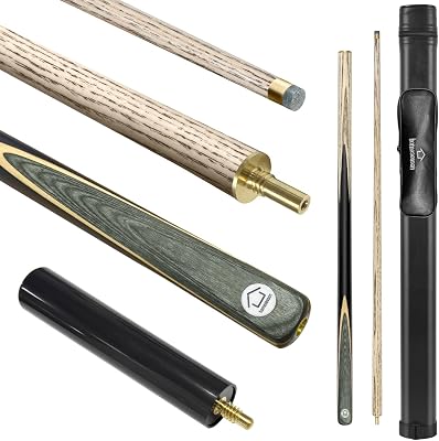 HomeSeason Snooker Cue Stick 18oz 12 Jointed 57in Pool Cue, with Extension Leatherette Cue Bag, Durable Ash Wood Billiards Cue