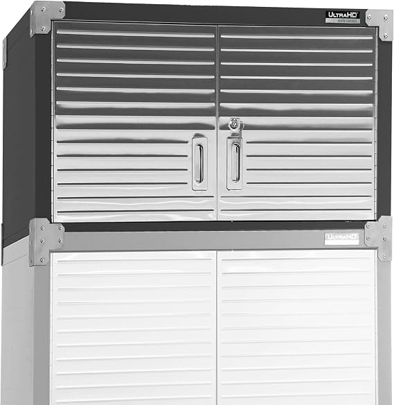 Seville Classics UltraHD Heavy Duty Solid Steel Metal 2-Door Lockable Stacker Wall Storage, Cabinet Organizer for Garage, Warehouse, Office, Classroom, Graphite, 30" W X 18" D X 18.5" H