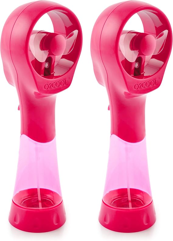 O2COOL Elite Handheld Misting Fan Battery Powered 2-Pack Raspberry | Yes