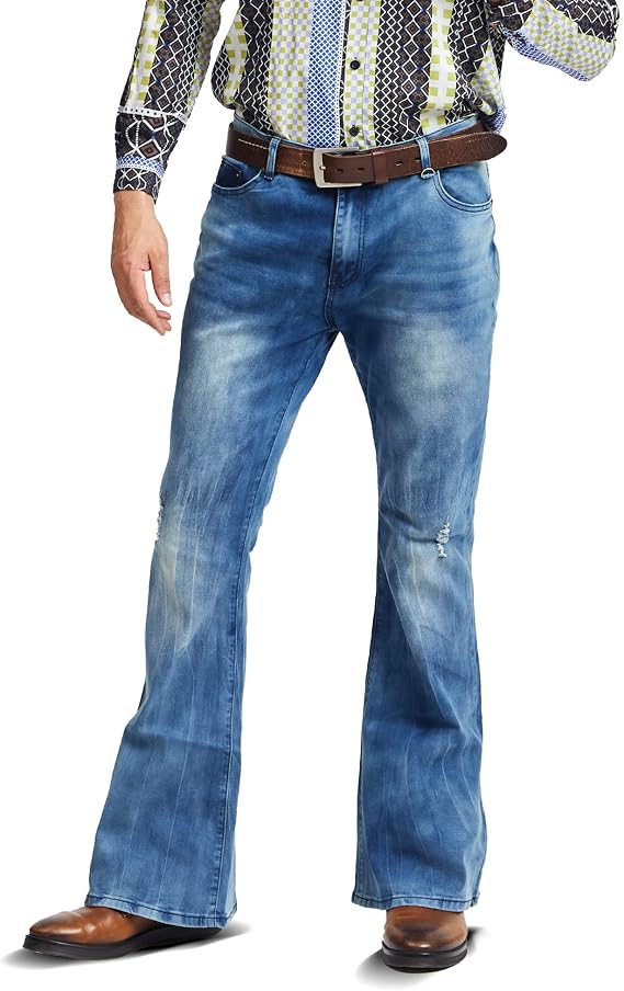 Mens Bell Bottom Jeans 70s 60s Outfits for Men Disco Pants Vintage Denim