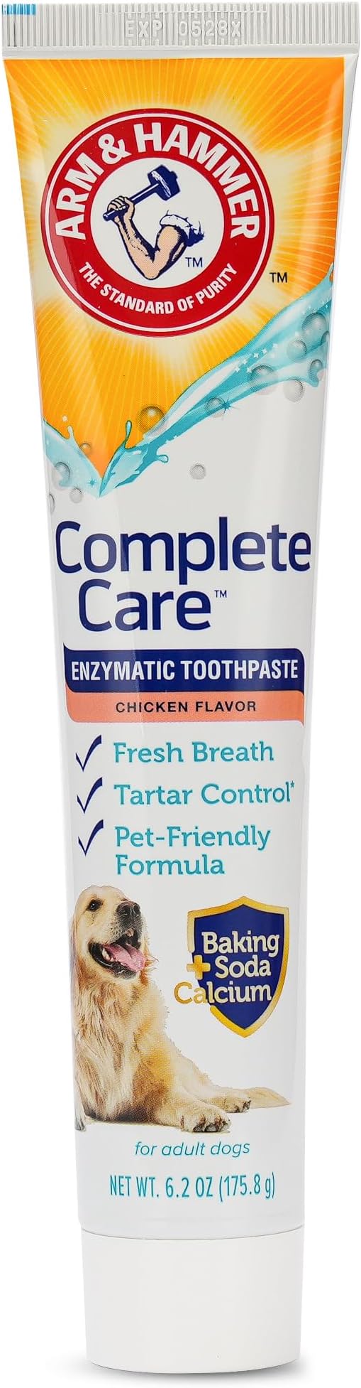Arm & Hammer Complete Care Enzymatic Dog Toothpaste, Chicken, 6.2 Oz | Fluoride-free formula with baking soda and calcium fights plaque and tartar, freshens breath, value size