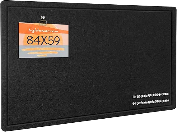 Bulletin Board, 84 x 59 Centimeters Felt Board - Decorative Pin Board, Cork Board Alternative for Wall, Foldable Picture Board Self-Adhesive Vision Board Prayer Board with 20 Pushpins - Black