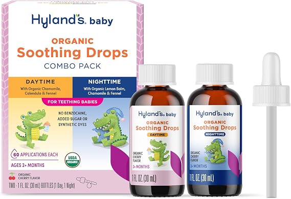 Hyland's Baby Oral Soothing Drops (Cherry) Organic, Day + Night 2-Pack