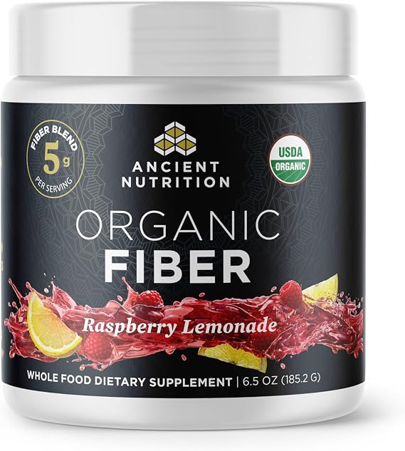 Ancient Nutrition Organic Acacia Fiber Powder, Raspberry Lemonade | 4g Soluble Fiber from Acacia & Konjac Root, Supports Digestive Health, Reduces Bloating, 30 Servings