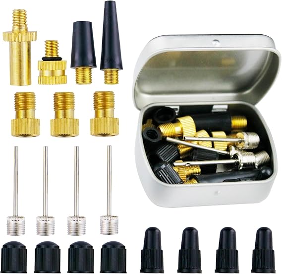 20 Pcs Inflator Needles Converter Pump Kit Bicycle Valve Adapter DV AV SV Converter Basketball Pump Football Ball Pump Sports Ball Inflator Equipment