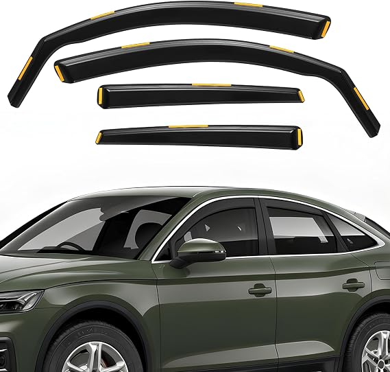 Wind Deflectors, Rain Guards Window Visor Left & Right Brown Compatible with Audi Q5 mk1 2008-2016 5 Door SUV Rain Shield Shade Replacement