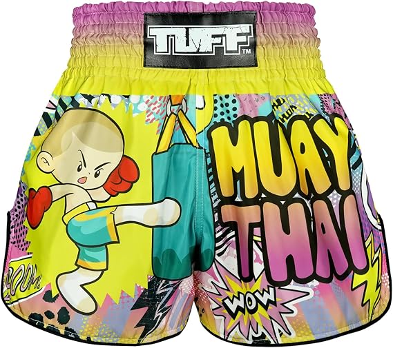 Tuff Sport Muay Thai Boxing Shorts Retro Style Classic Slim Cut MMA Kickboxing Workout Set Training