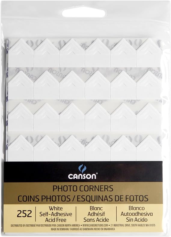 Canson Self Adhesive Photo Corners, Peel-Off Archival Quality, Black, 252-Pack (100510395)