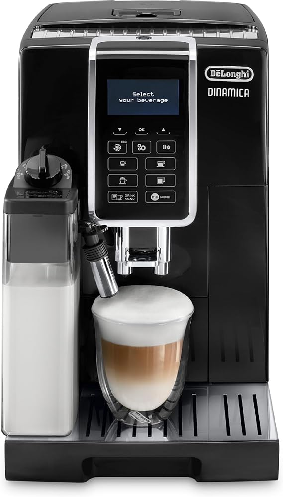 Advanced ModelDeLonghi Compact Fully-Automatic Coffee Maker Dinamica with Milk Tank 1.8L Black ECAM35055B