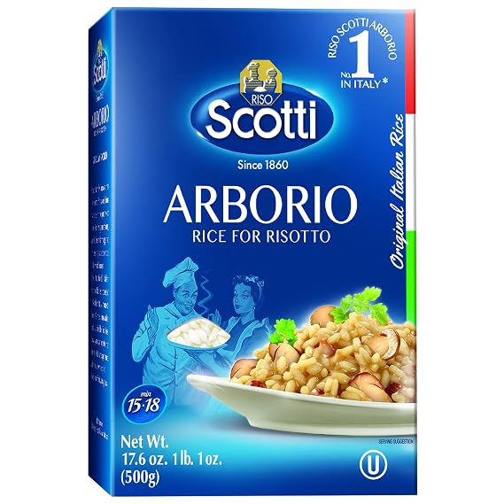 Arborio Rice, Risoto Rice, 100% Italian, 1.1 Lb (500 g) Chef Selection, Recipe Included For Easy Preparation, Gluten Free, Non-GMO, Vacuumed Packed, Riso Scotti | Chef Selection, Italian Arborio Rice for Risotto, Recipe Included, Gluten Free, Non-GMO, Vacuumed Packed, Product of Italy