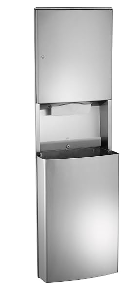 ASI 0469-9 Paper Towel Dispenser and Waste Receptacle with Stainless Steel Collar for Surface Mounting