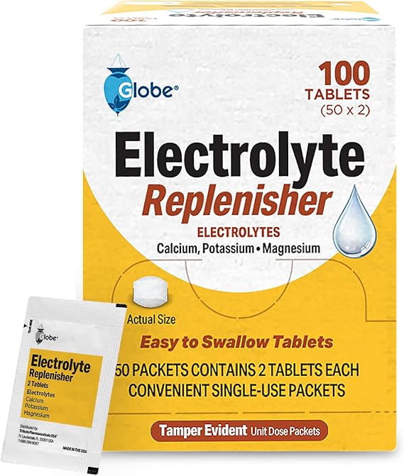 Globe Electrolyte Replenisher Tablets, Hydration Support Pack - 100 Count