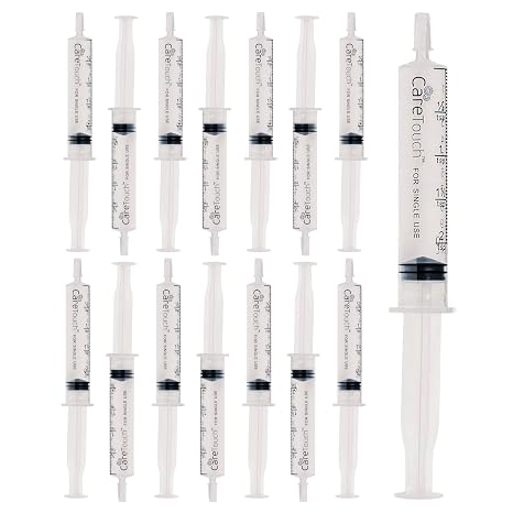 Care Touch 15 Pack 10ml Oral Syringes with Luer Slip Tip - Disposable 10cc Syringe Without Needle - Liquid Medicine Syringes for Children, Babies, Infants and Pets - Single-Wrapped and Leak Resistant