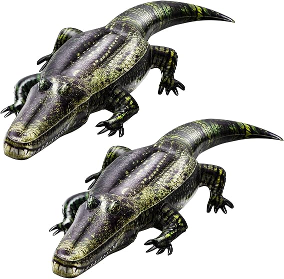 Liliful 2 Pcs 49" Inflatable Alligator Pool Float Floating Alligator Decoy