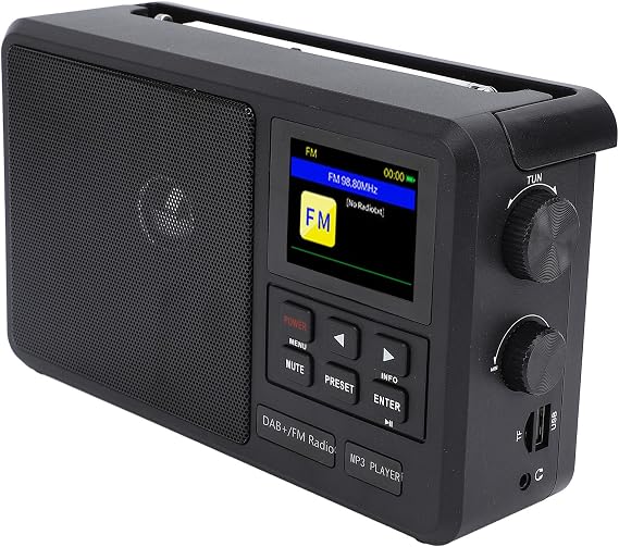 Portable FM Radio with Large Knob Tuning Sleep Off Timing, USB BT, Fidelity Internet DAB FM Radio for, Support Multiple Sound Formats (US Plug 100-240V)