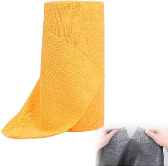 Microfiber Tear Away Cleaning Towels Roll,Wet and Dry Dual Use Washable Rags,Reusable Paper Hand Towels Rolls,Lint Free Cloths Oil/Water Absorbent Cleaning Rags for Kitchen, Car, Glass (Yellow)
