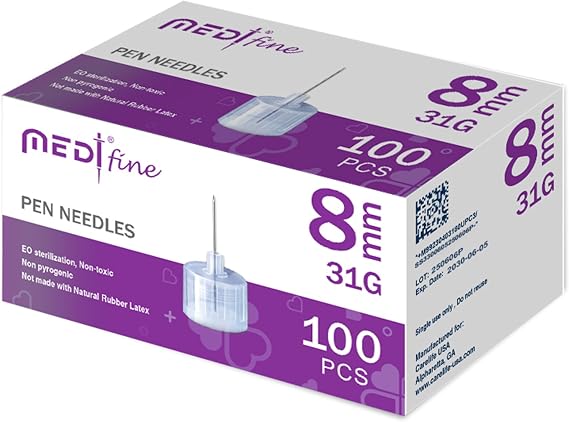 Medt Fine Insulin Pen Needles 31G 8mm - 100 Ct, Pack of 1