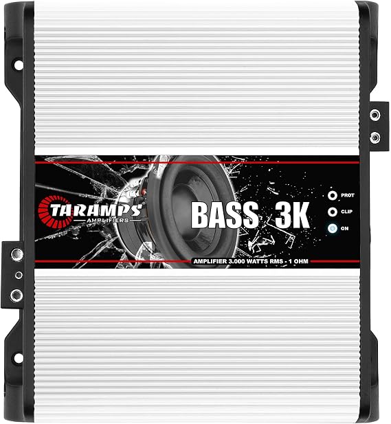 Taramps BASS 3k 1 Ohm 1 Channel Mosfet Amplifier 3000 Watts RMS, Monoblock, Subsonic Filter, Low Pass Crossover, Bass Boost, RCA, Class D, Car Audio System, Great for Subwoofers, Max Power