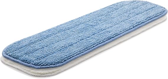 E-Cloth Damp & Dusting Mop Head Twin Pack, Microfibre Mop Head Replacement for Floor Cleaning, Great for Hardwood, Laminate, Tile and Stone Flooring, Washable and Reusable, Blue & White