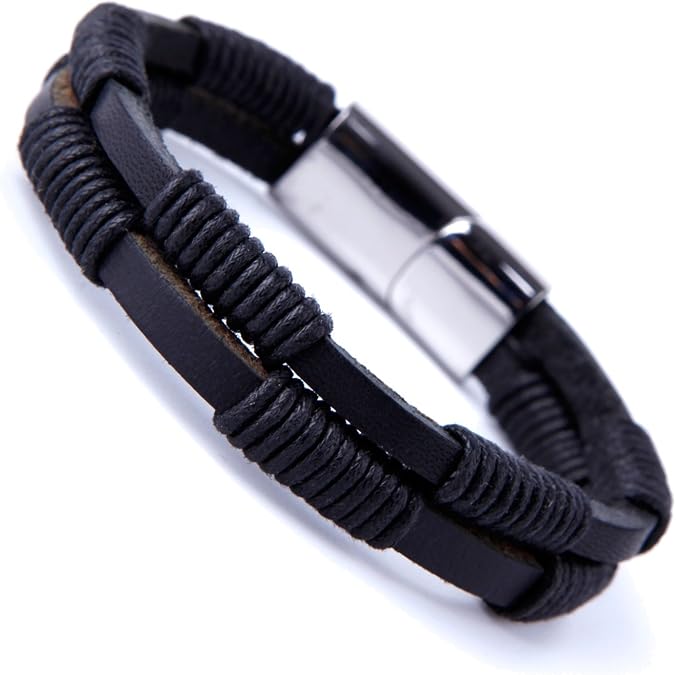 Urban Jewelry Mens Stainless Steel Braided Locking Bracelet Everyday Wrist