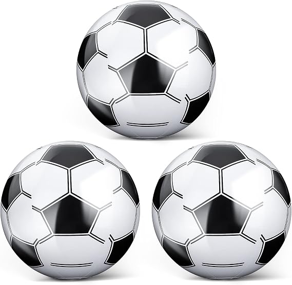 Grevosea 3 Pieces Inflatable Beach Ball 15 Inch Inflatable Soccer Ball Blow Up Beach Balls for Kids Pool Football for Summer Beach Swimming Pool Sports Game Party Supplies